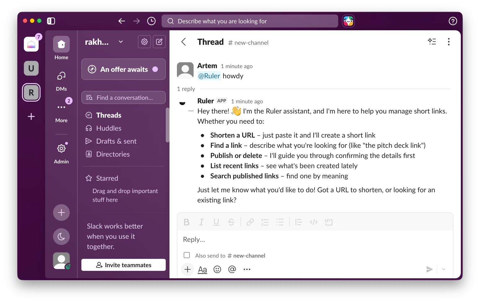 slack: asking for a link and getting it