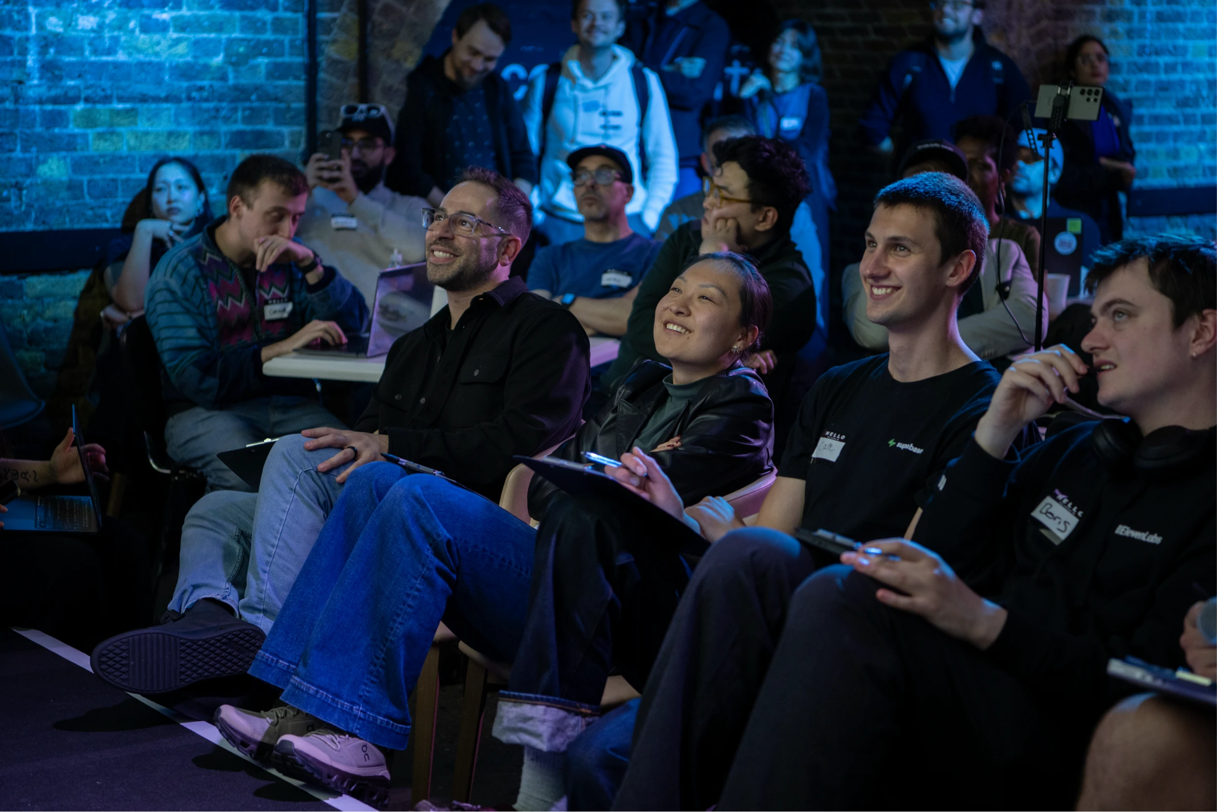 Presenting OSCAR on stage at the Vercel and OpenAI hackathon